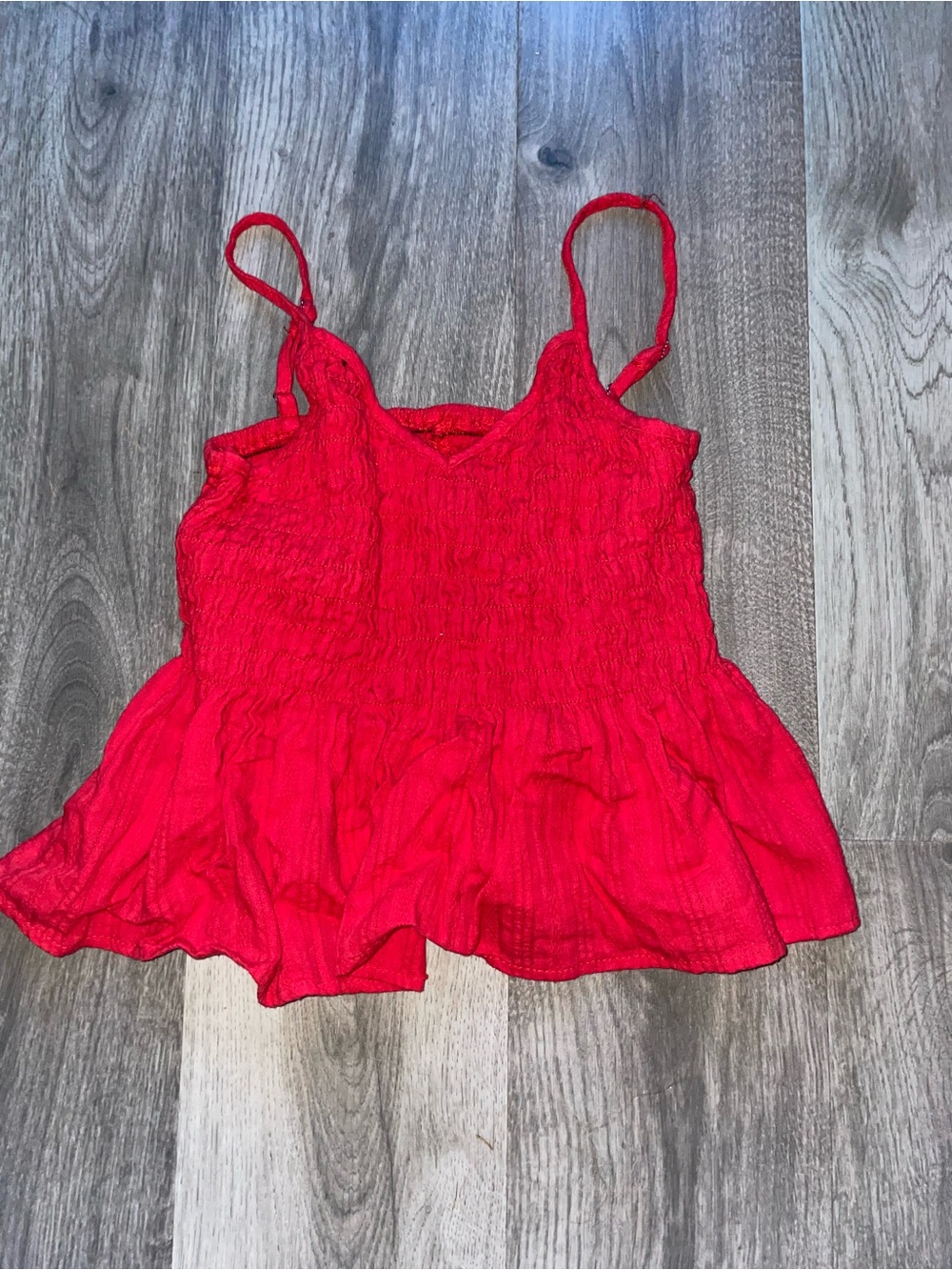 Red Smocked Peplum Cami Top - Women